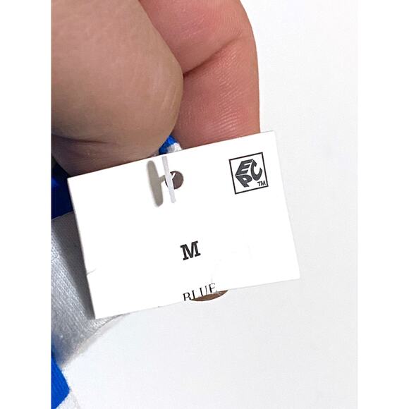 Hello Kitty Sanrio Embroidered Pocket Shirt Womens M Blue Striped Kidcore NWT - Picture 6 of 6